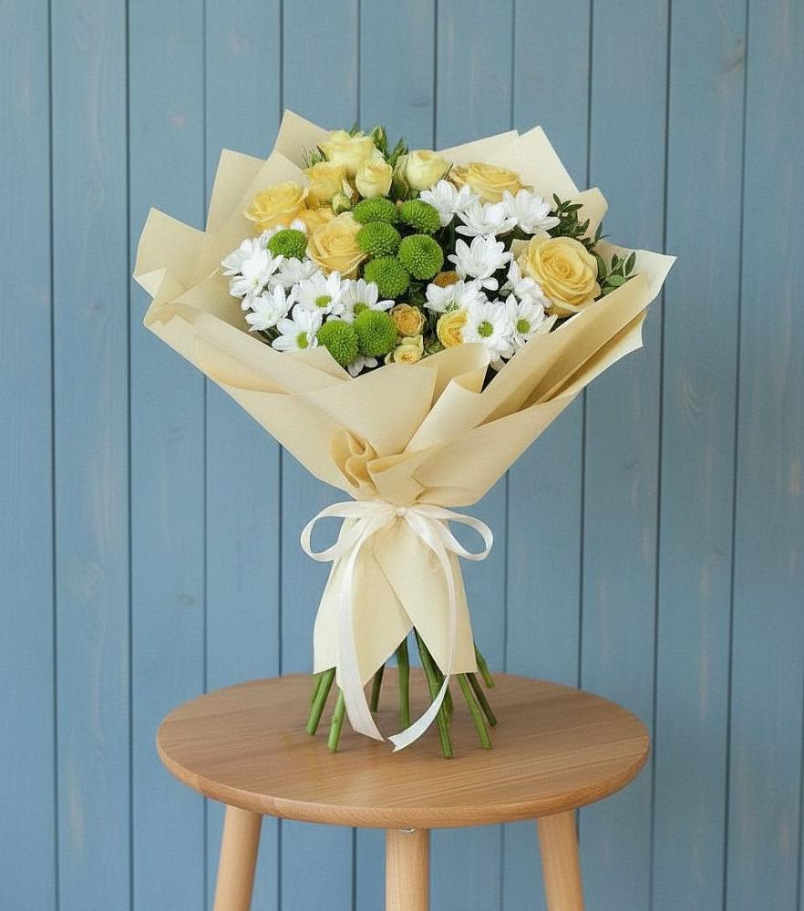 Букет цветов из: Хризантемы и Розы в Григорово