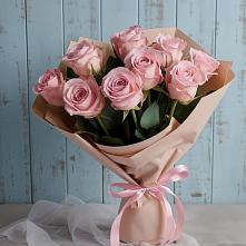 9 розовых роз в Григорово Букет цветов из:  Розы в Григорово