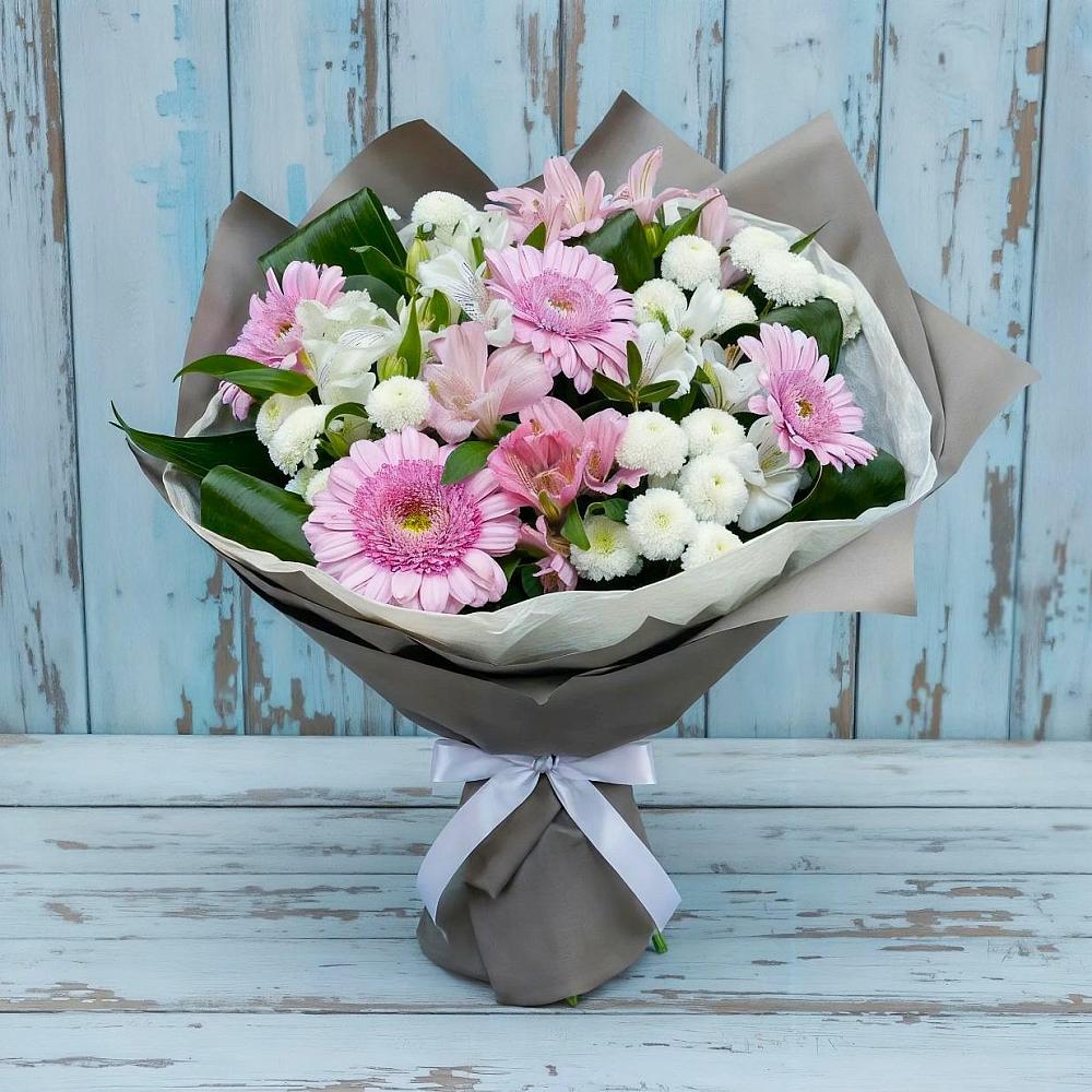 Букет цветов из: Герберы, Альстромерии и Хризантемы в Григорово